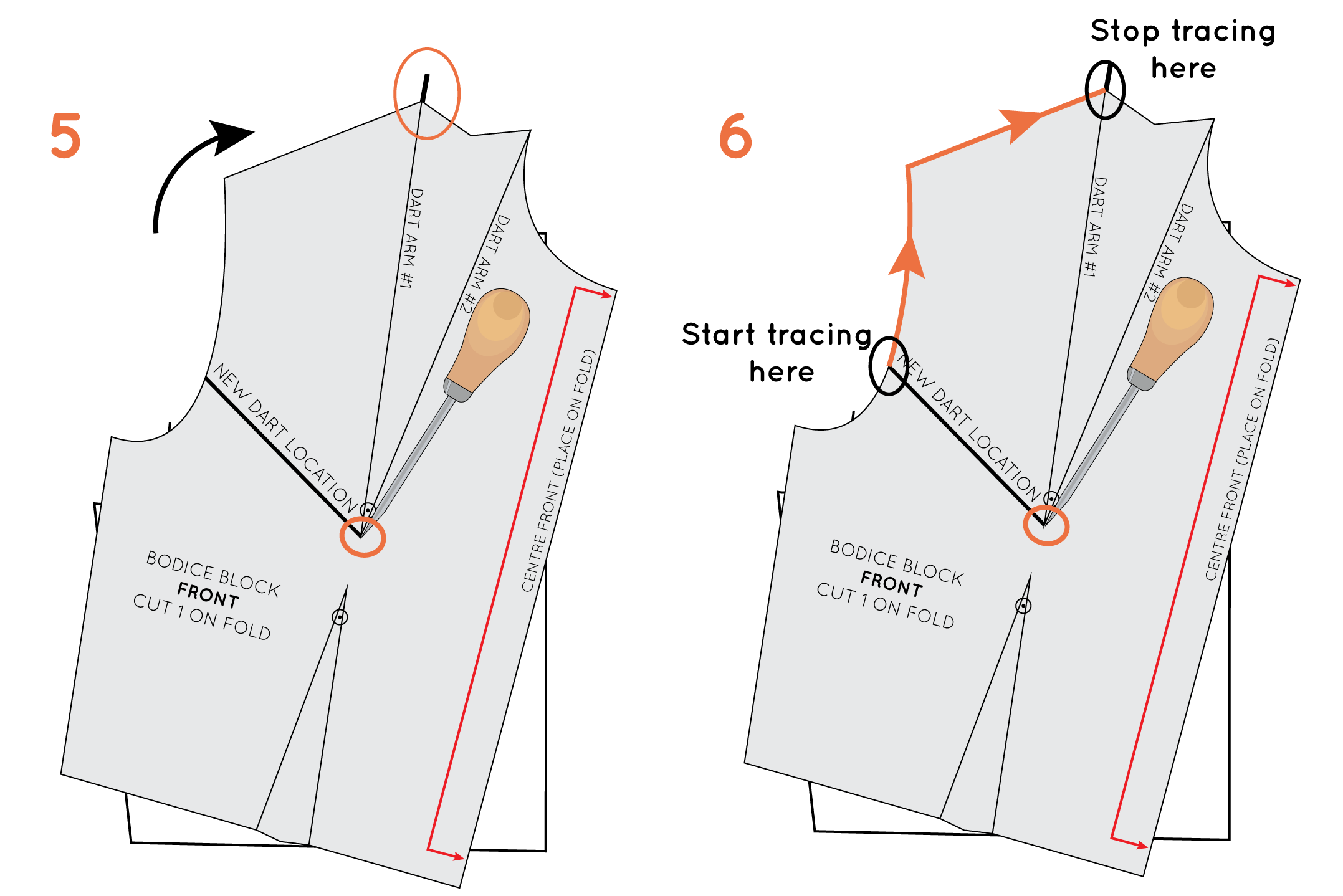 How to Move a dart (using the 'Pivot' technique) — In the Folds