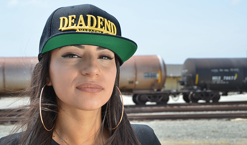 Genesis looks good in the Deadend Magazine Plaque hat