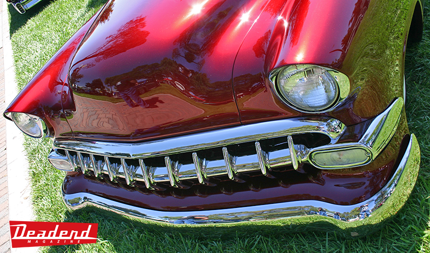 Custom '54 Chevy laid out on the green.