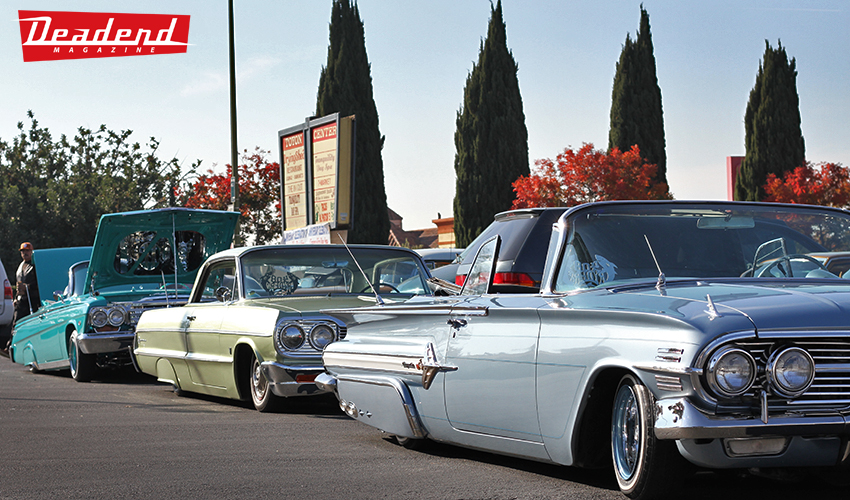 Nice line up at the Patrons Car Club Toy Drive.