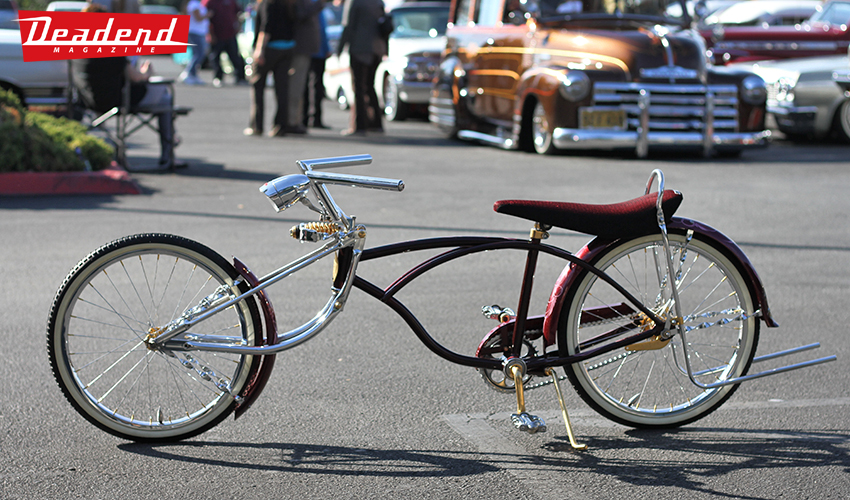 Really cool low rider bike on display.