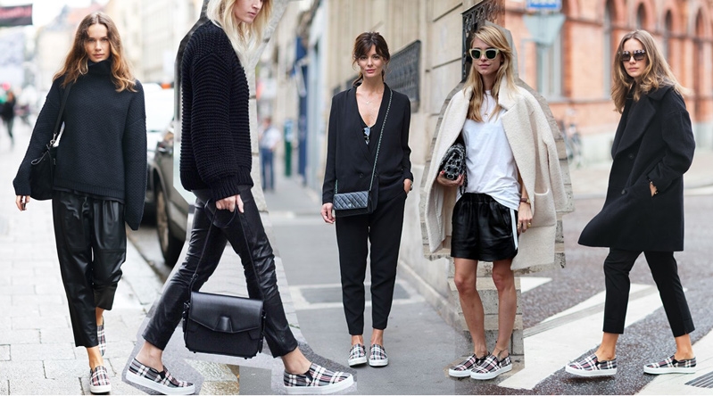 THAT QUINTESSENTIAL CELINE MINIMALIST LOOK PAIRED WITH THE LABEL'S SLIP ONS THAT WERE INSPIRED BY CLASSIC VANS SHOES.
