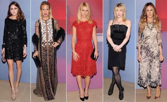 Celebrities in Valentino : Olivia Palermo, Rachel Zoe, Claire Danes, Courtney Love and Sarah Jessica Parker
