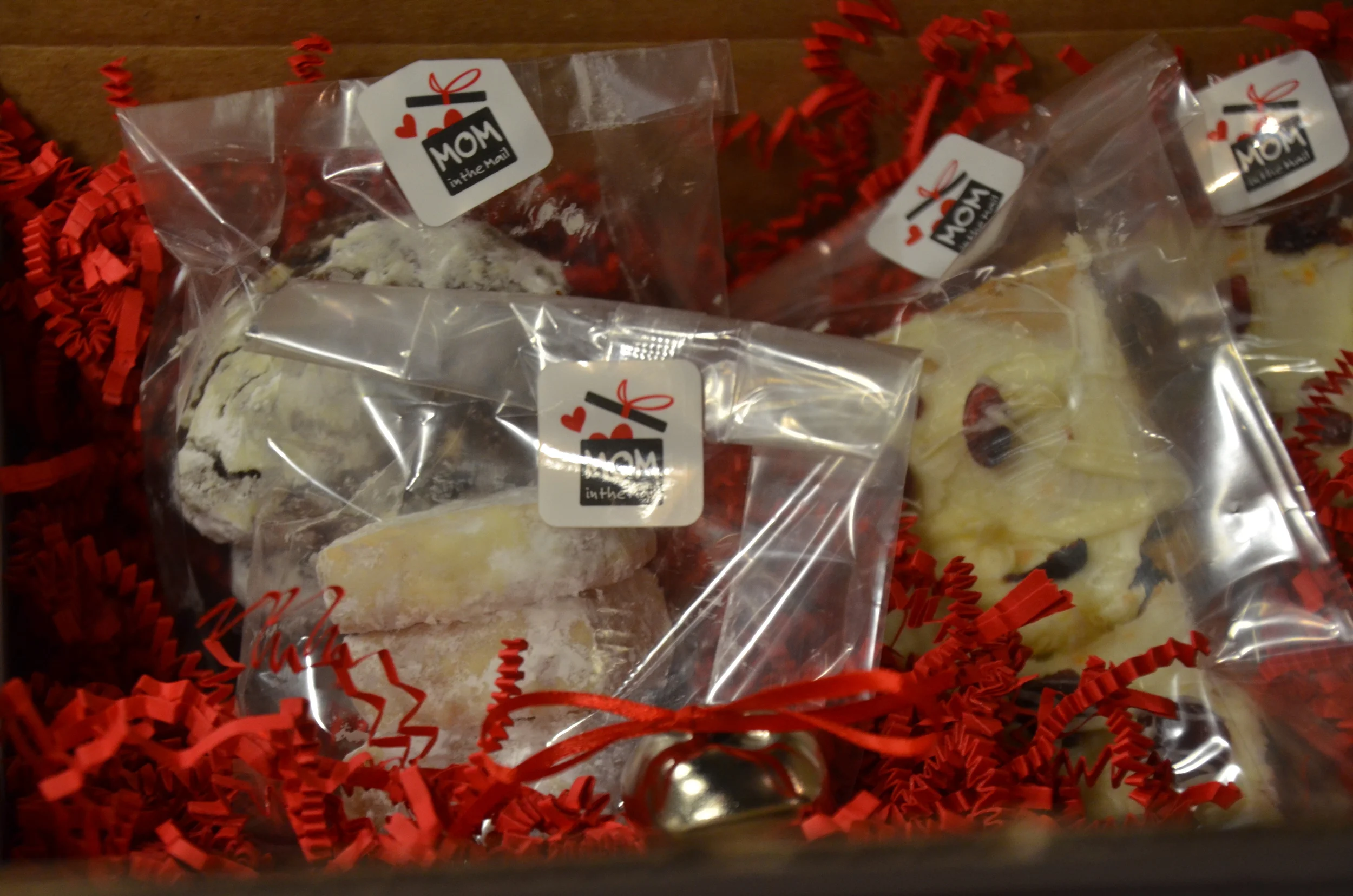 The Christmas Box - Mint Chocolate Crinkles, Sugar Dusted Shortbread, Cranberry Bliss Blondies. Not shown: Maple Pecan Pie Bars.