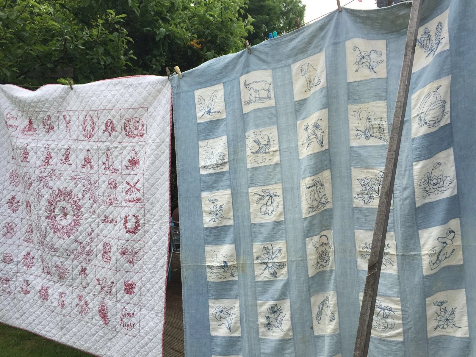 Two vintage American quilts that are my source of inspiration for the British Penny Square Quilt