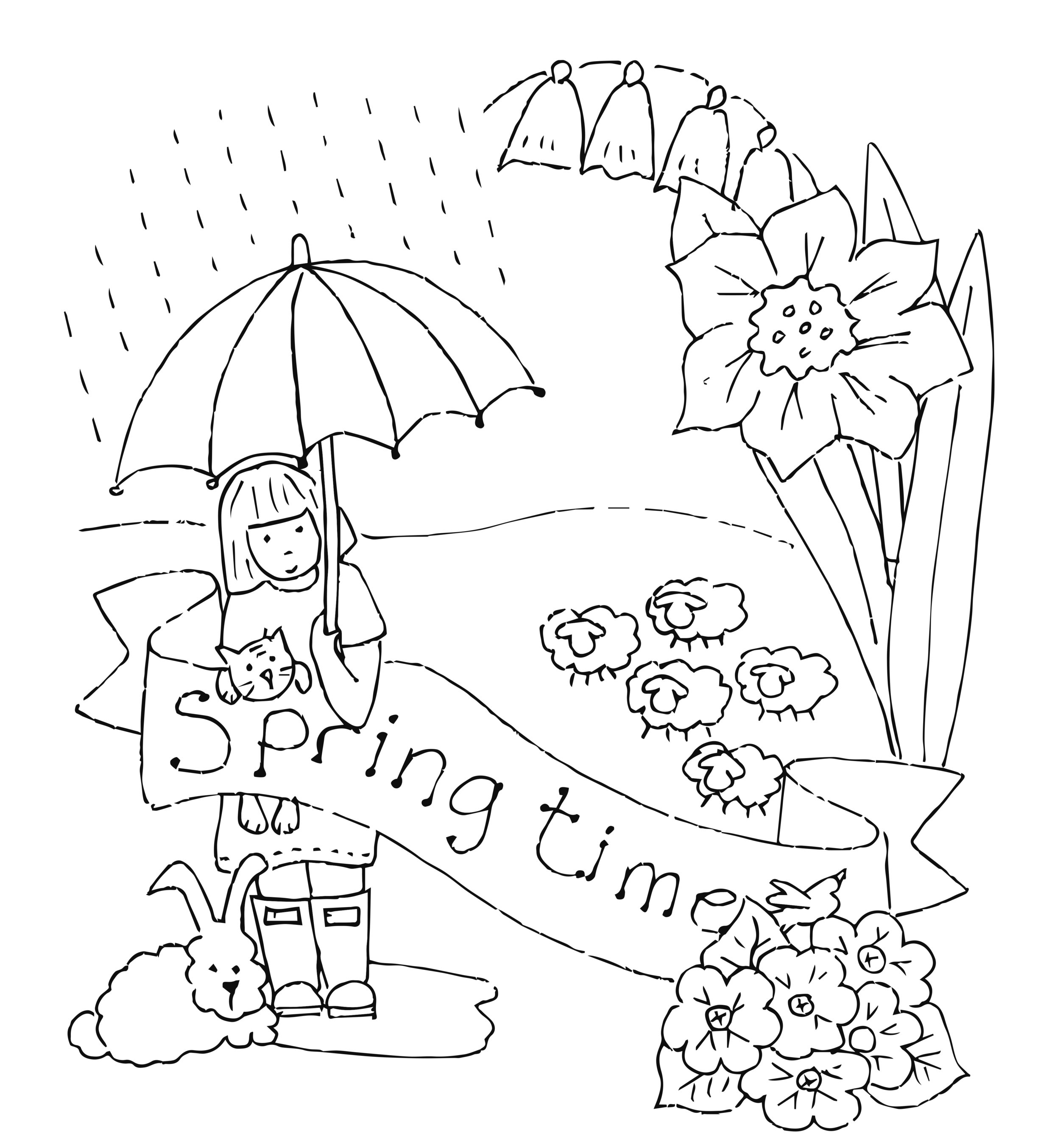 Spring Time Redwork Digital Motif