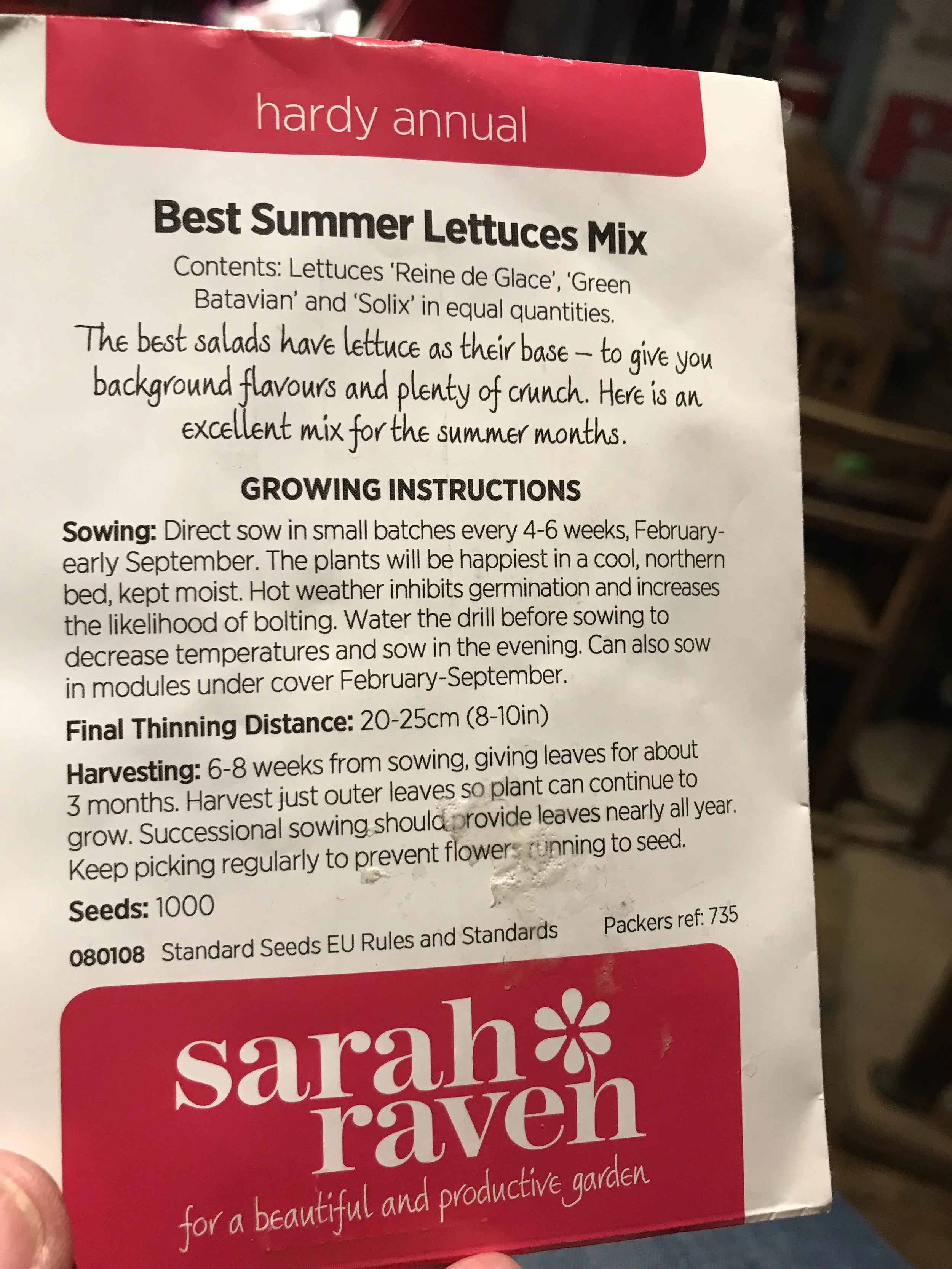 Mandy is following Gloria's advice and will be sowing these cut and come again lettuce this week.