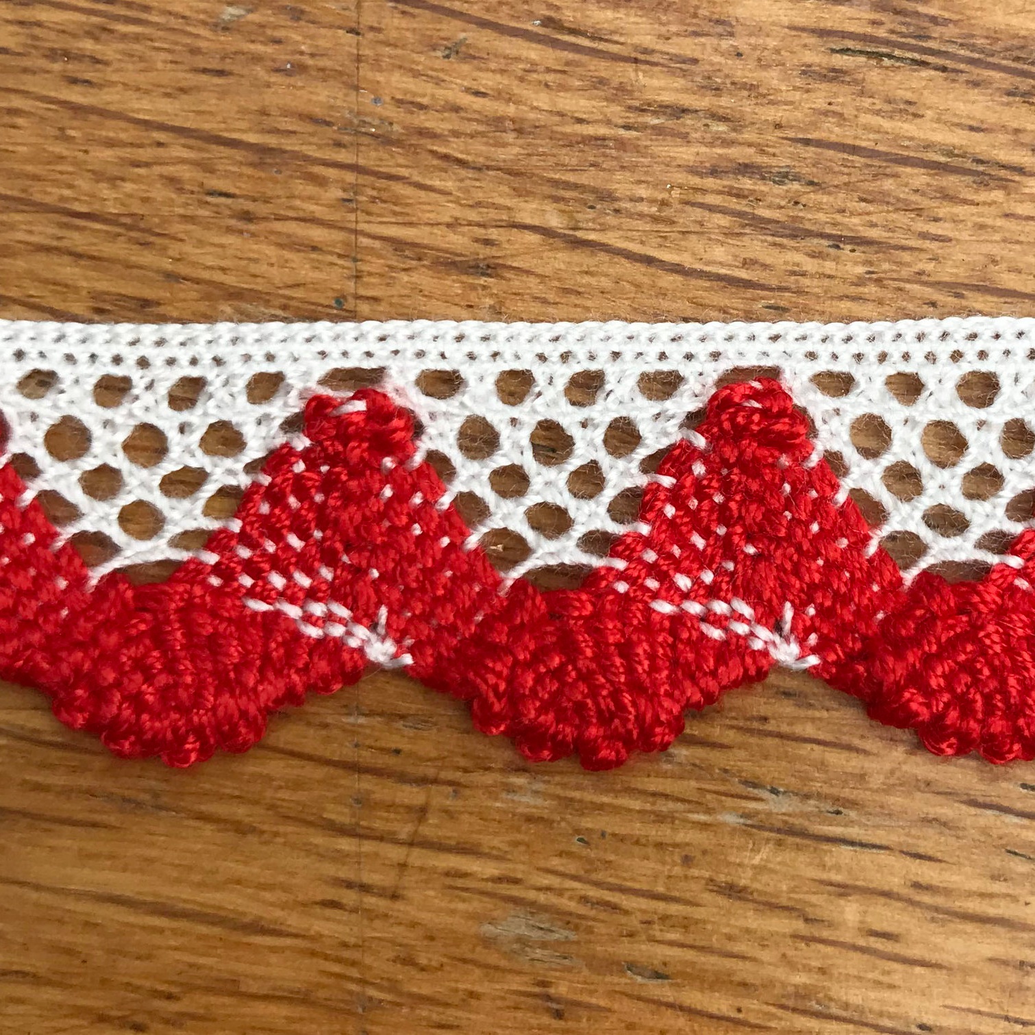 Red and White Lace Trim