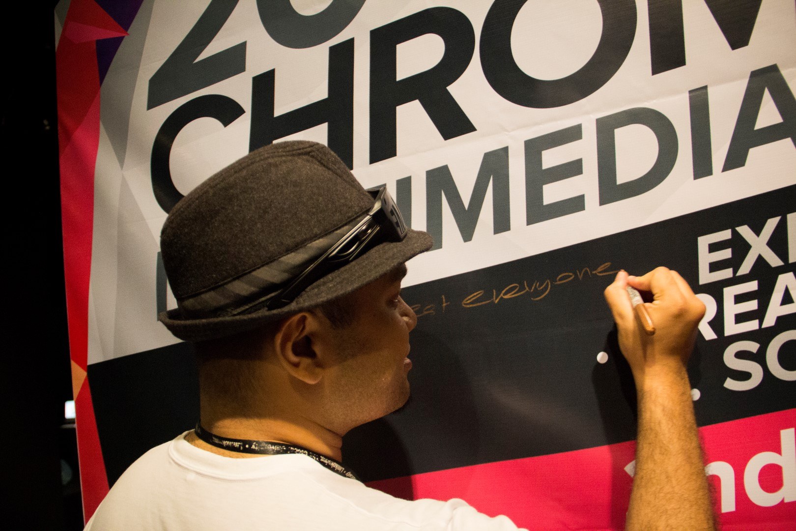 Our dearest lecturer, Mr. Irman Ariff, signing our backdrop 