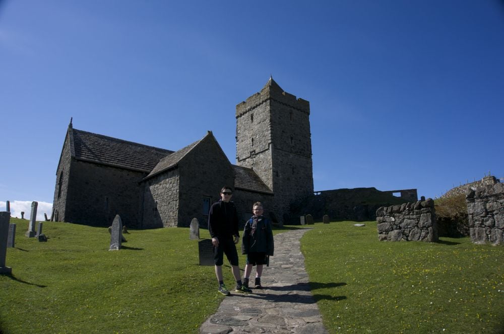 Boys at St. Clements, Rodel, Isle of Harris.