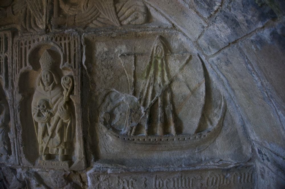 Stone carving of a birlinn, St.Clements Church, Rodel, Isle of Harris.