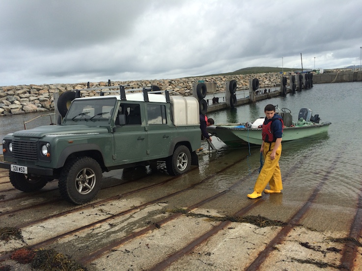 Setting off early to shear on the Sound of Harris Islands