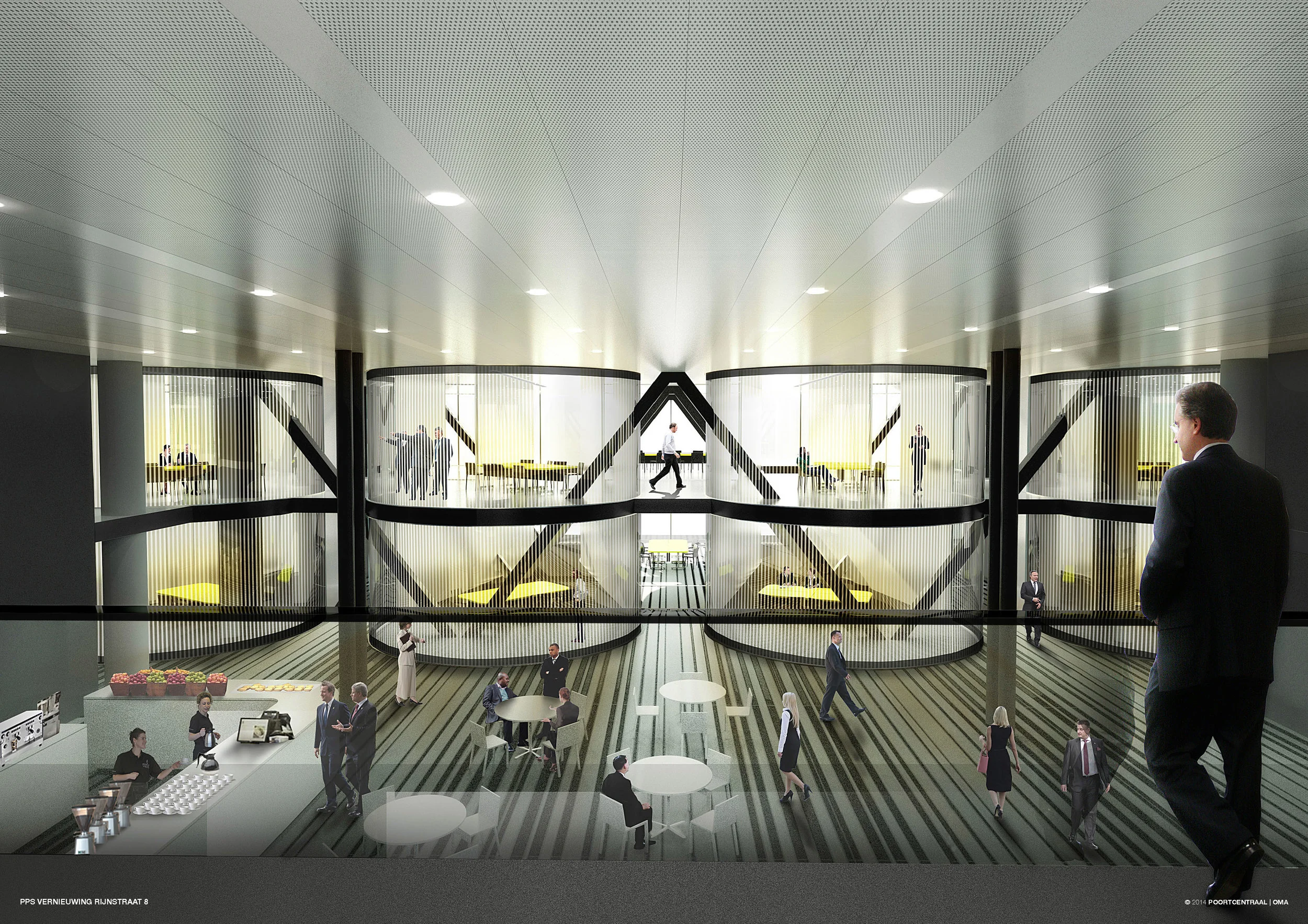    RIJNSTRAAT 8, THE HAGUE, THE NETHERLANDS    Interior Design &amp; Fit- Out  GFA 100,000 m2  Design Director at OMA  © OMA 