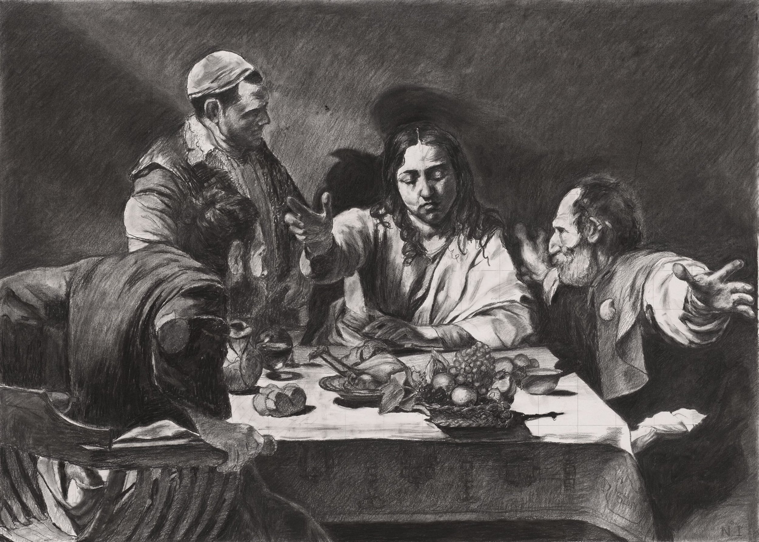 The Supper at Emmaus, by Caravaggio, 1601.  On display at The National Gallery (2024)