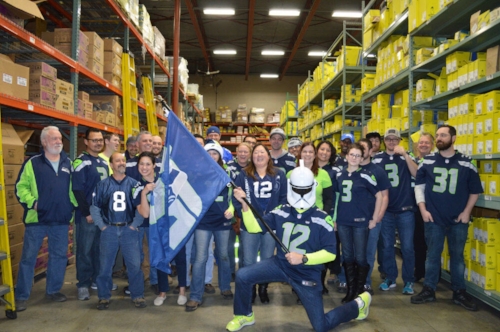 Our Seattle, WA, Stoneway branch celebrated Seattle Seahawks pride and the Star Wars: The Force Awakens movie premiere with a potluck and by showing Episode IV – A New Hope at the counter.