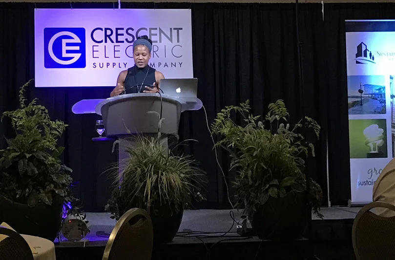 Majora Carter speaking at the Growing Sustainable Communities Conference in Dubuque, IA.