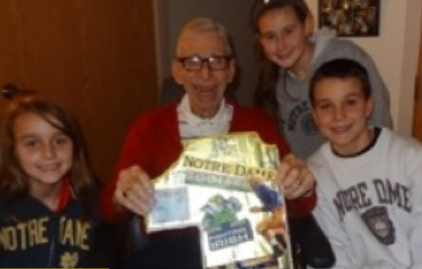2013 of some of the Sullivan Family (grandchildren of Bill Schmid) joining their Great Uncle John to watch Notre Dame and cheer their favorite team on to victory!