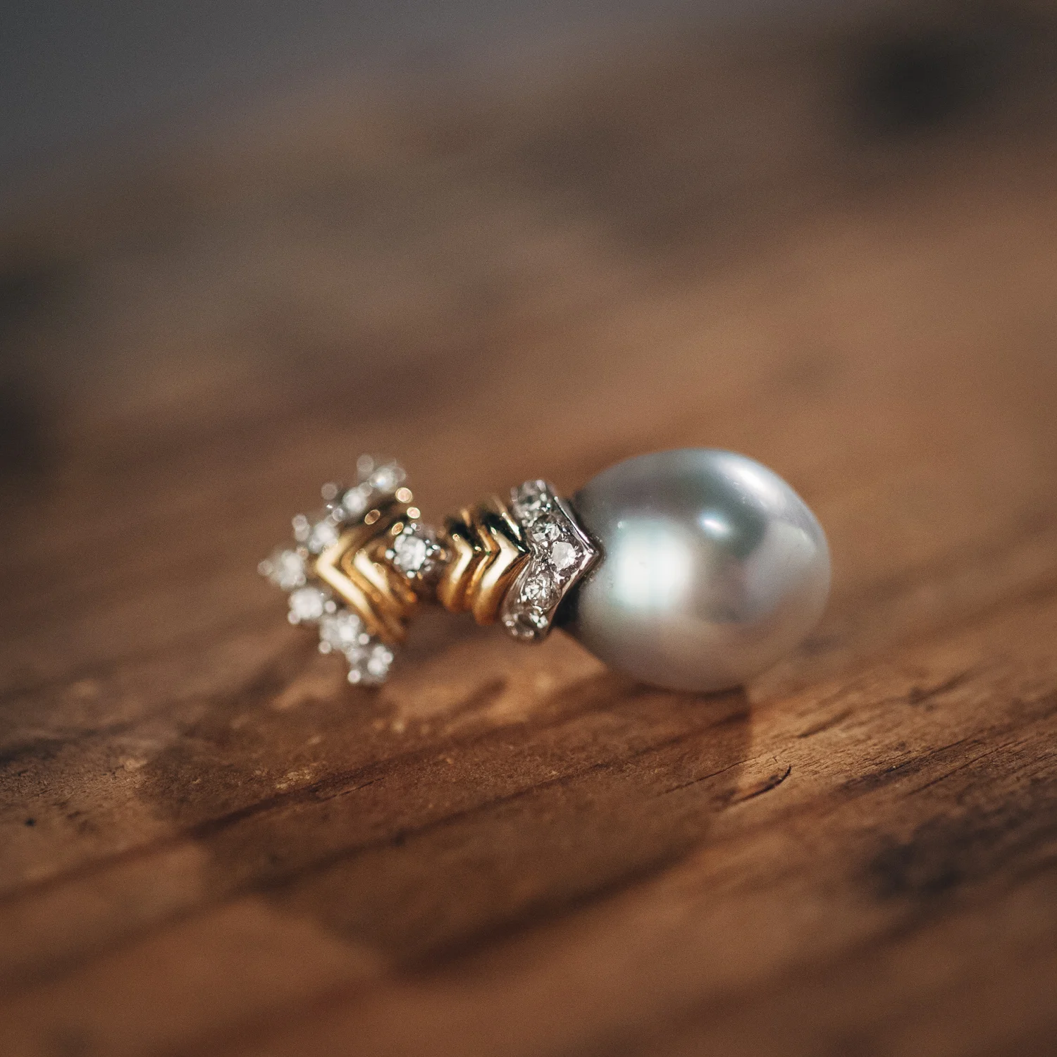 Gold and Pearl Diamond Drop Necklace