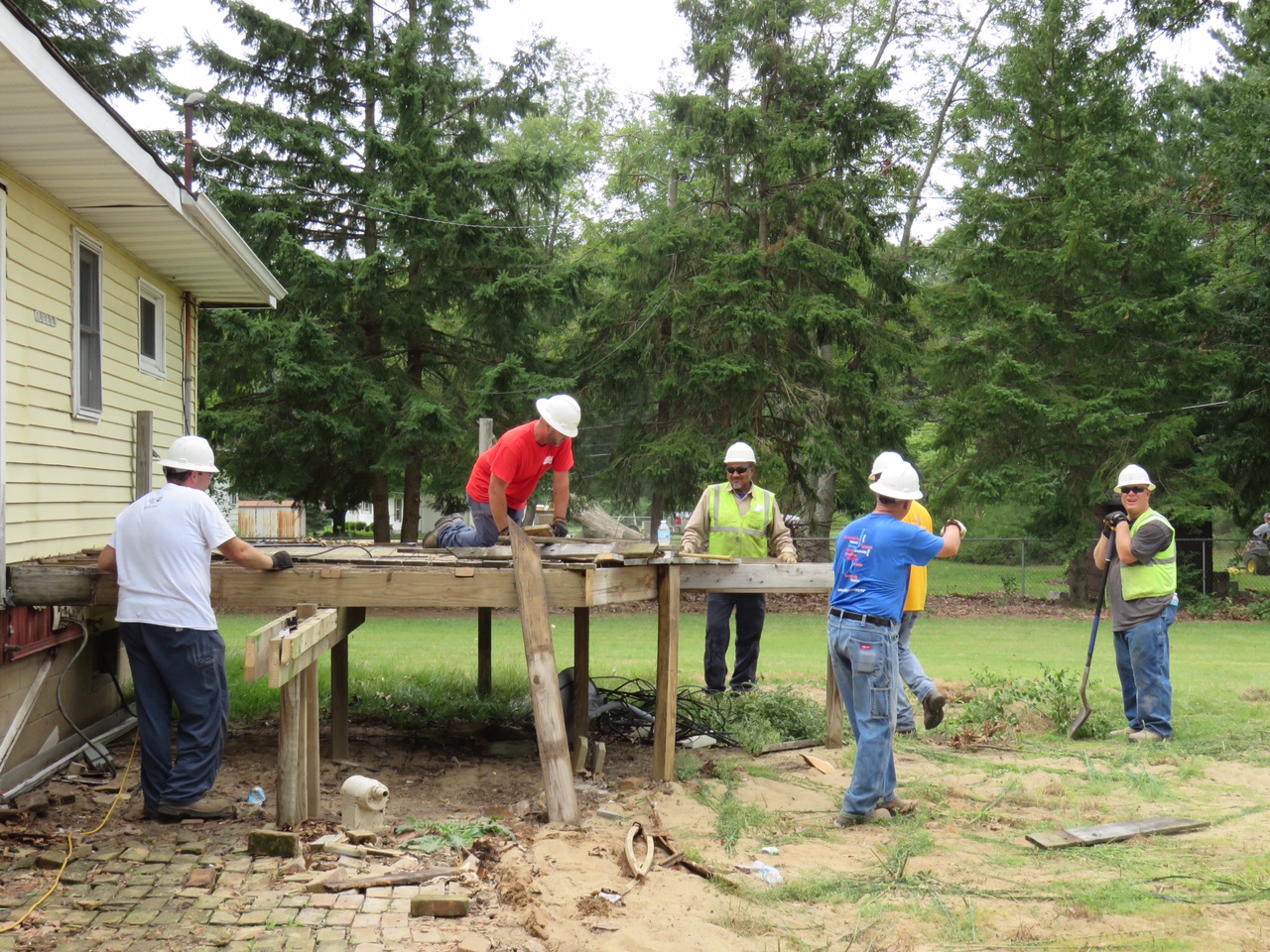(demolition of former deck) Steve Cox, Mike McCarty, Ramon Caldwell, David Brooks, James Cowan