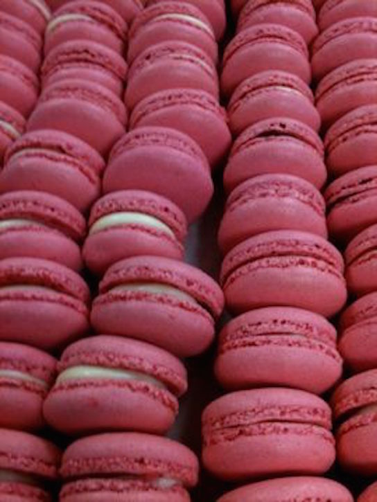 Rose and raspberry macarons