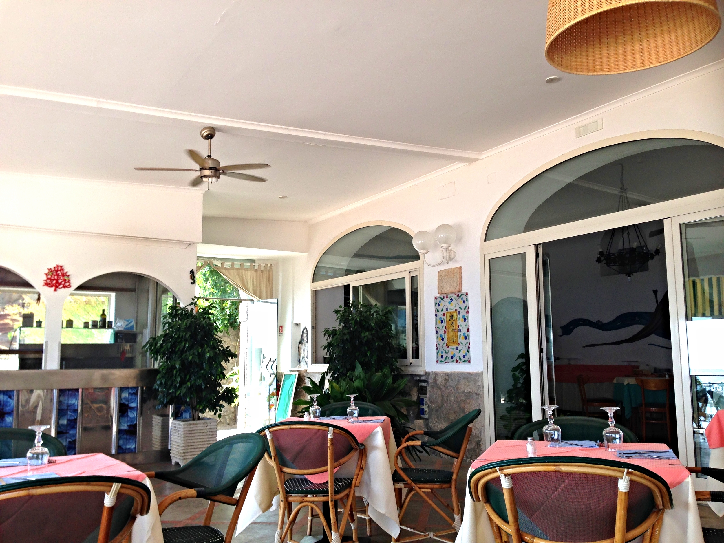 Vegan food at Pupetto Cafe restaurant, Positano, Italy