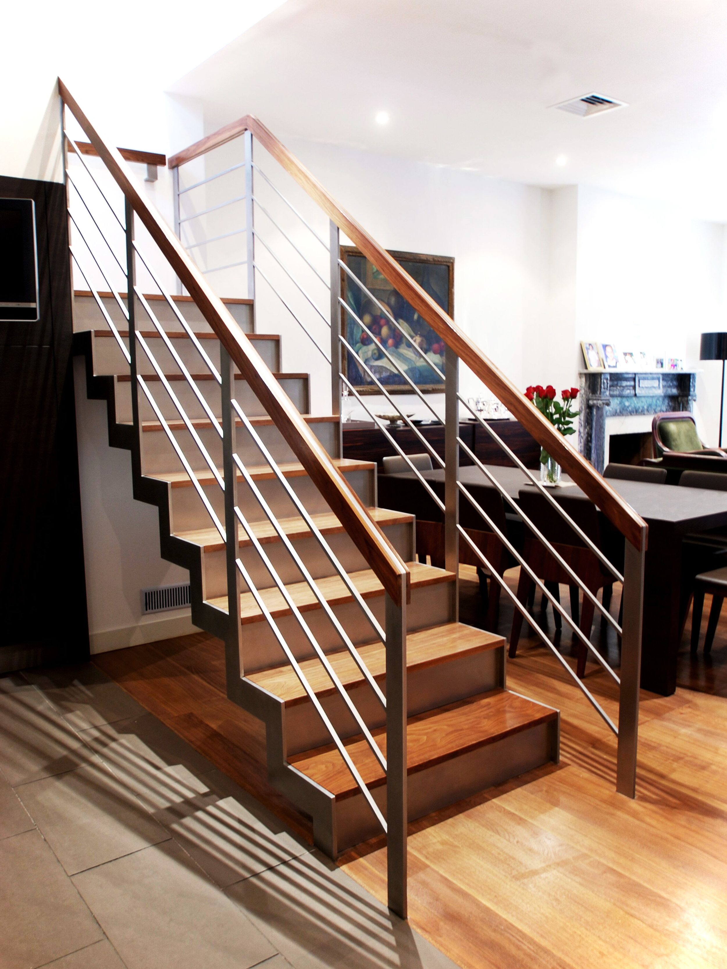 Walnut & Stainless Steel Staircase