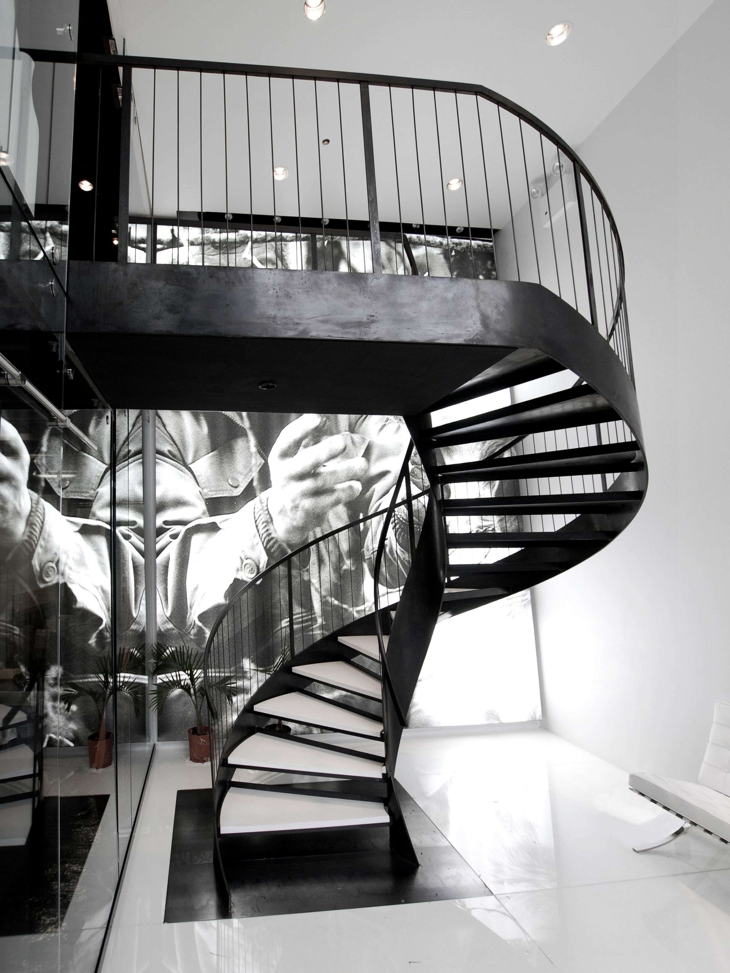 Blackened Steel Helix Staircase