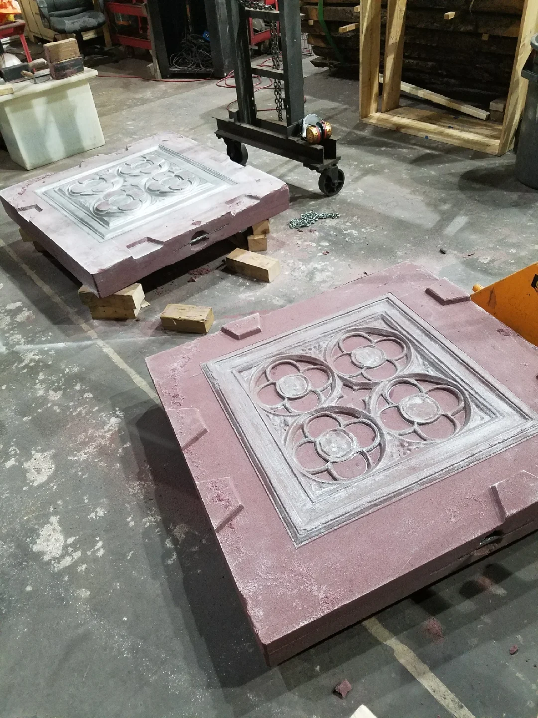 Creating the sand mold.
