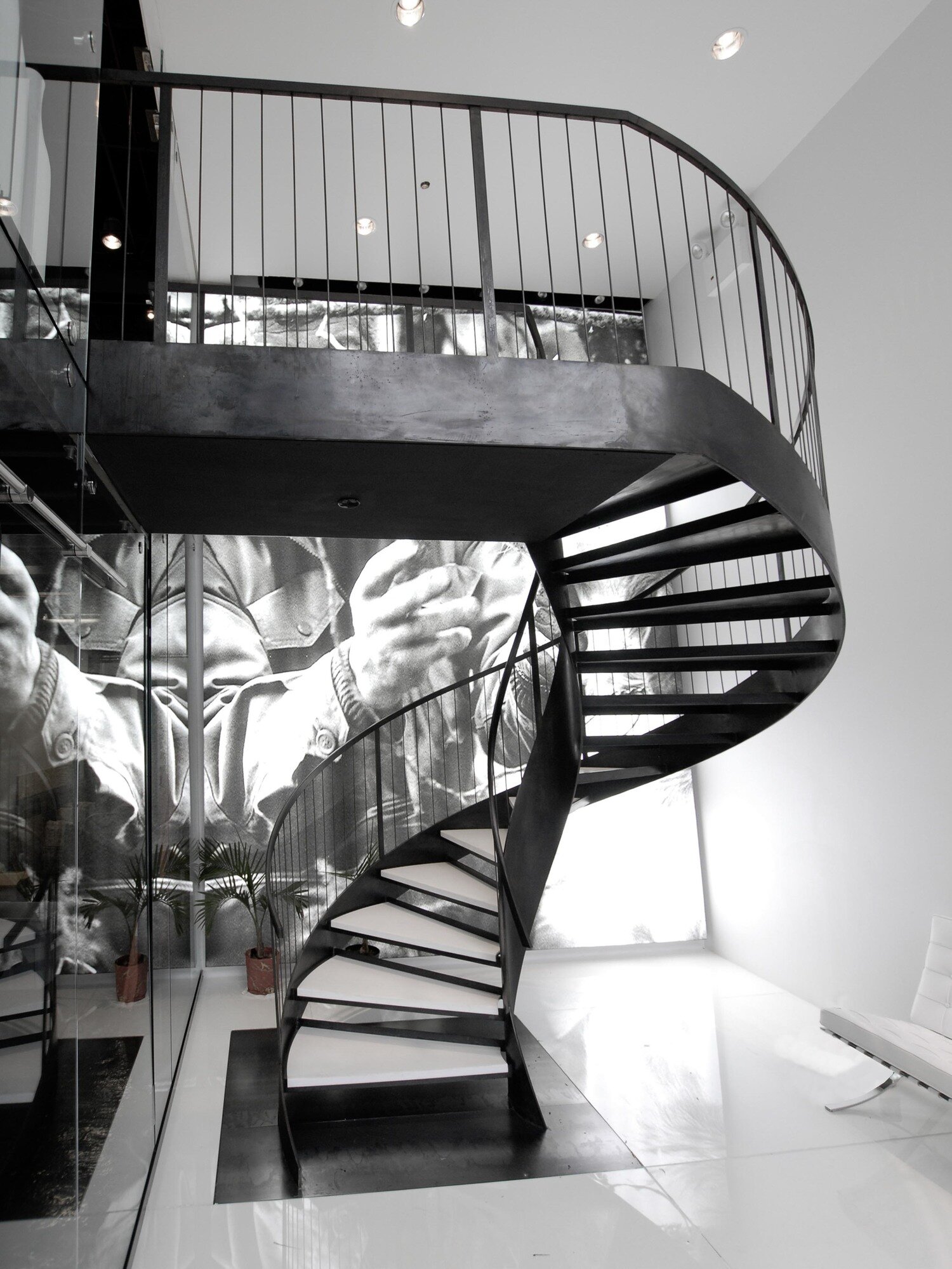 Blackened Steel Helix Staircases
