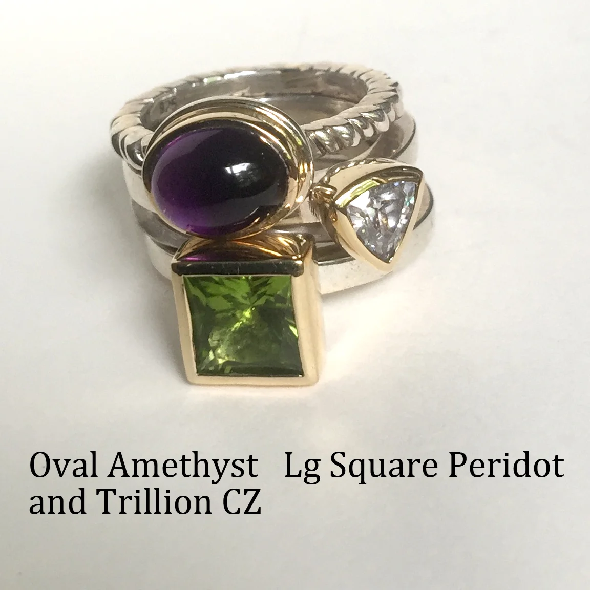 Gold and Silver Stack Rings. Our one of a kind, hand-built mixed metal stackable rings. Mix and match these or choose from our existing sets. New pieces are add frequently. Requests and special orders are always welcome. CLICK/HERE
