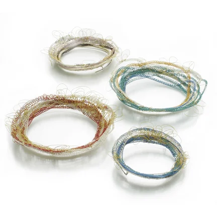 brooches 2009 colored wire, sterling silver, steel