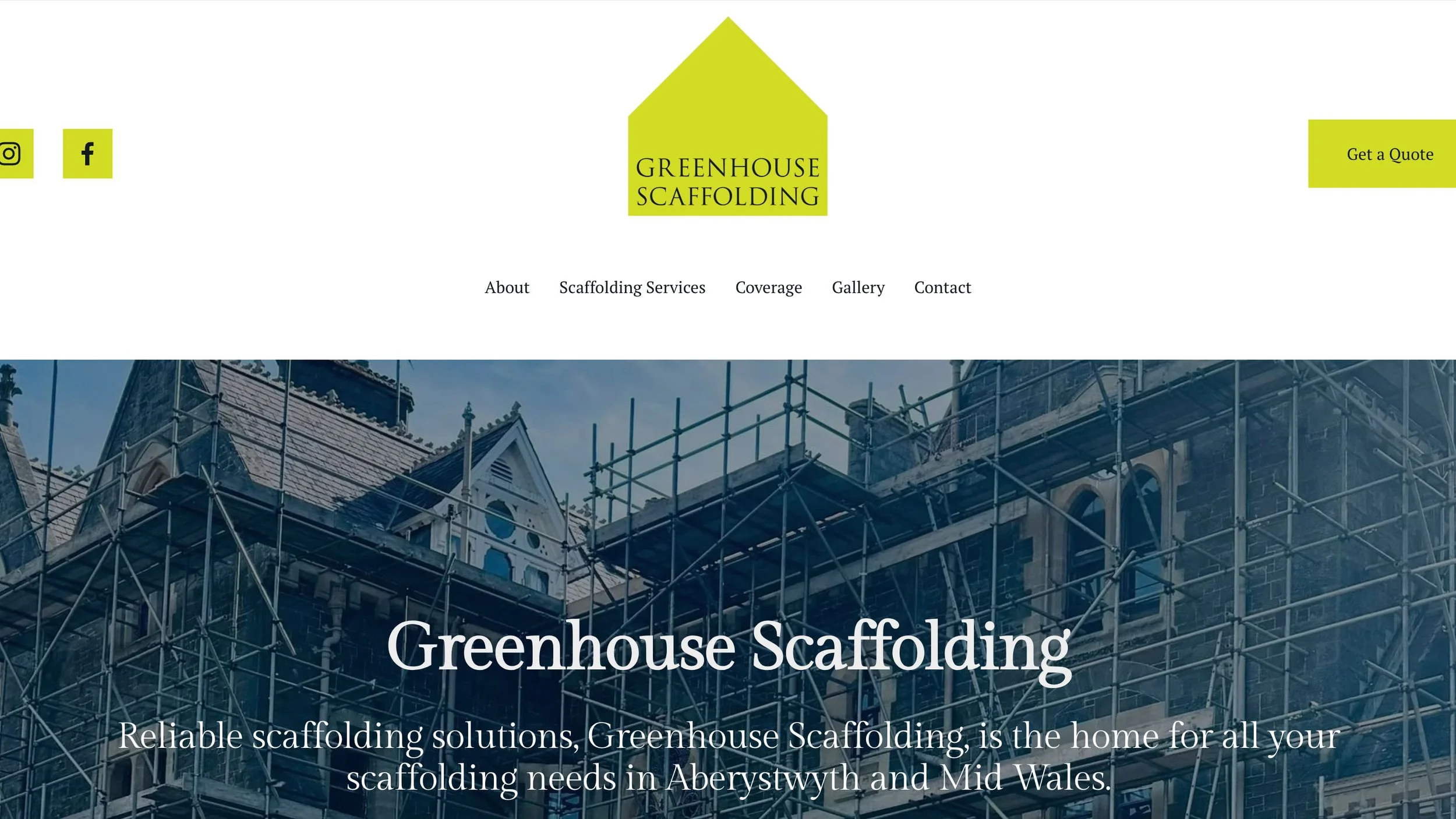 Web Design - Greenhouse Scaffolding