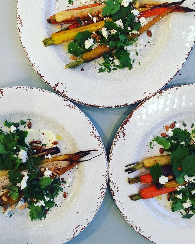 I always promise myself I&rsquo;m going to take pictures in the amazing kitchen light @sophiejameswine. Then as service starts, I get dialed in and forget, so anyway, here&rsquo;s the first course. Simply roasted rainbow carrots with toum, herb salad