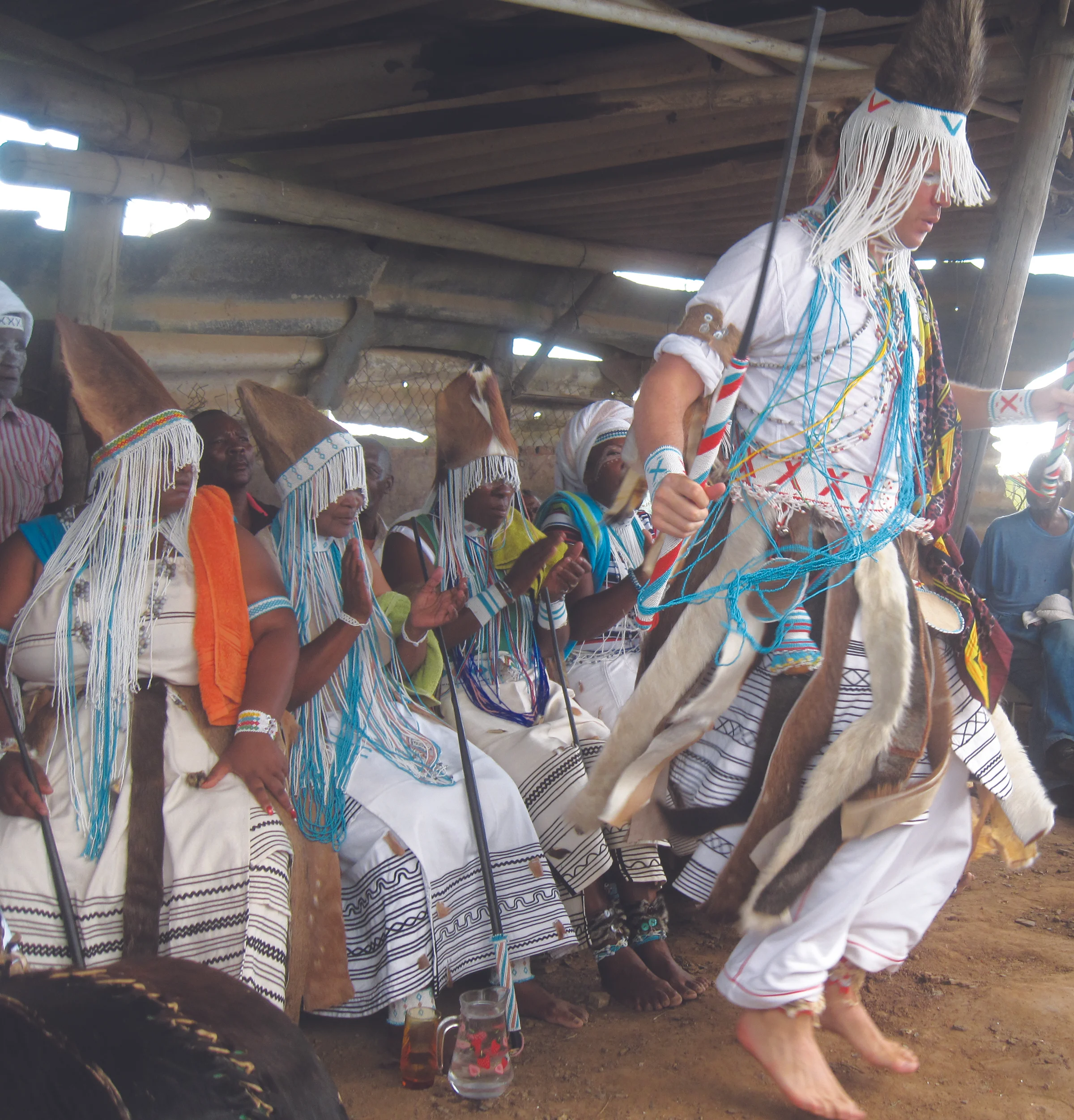 John performing a traditional South African Trance Dance or xhentsa in South Africa