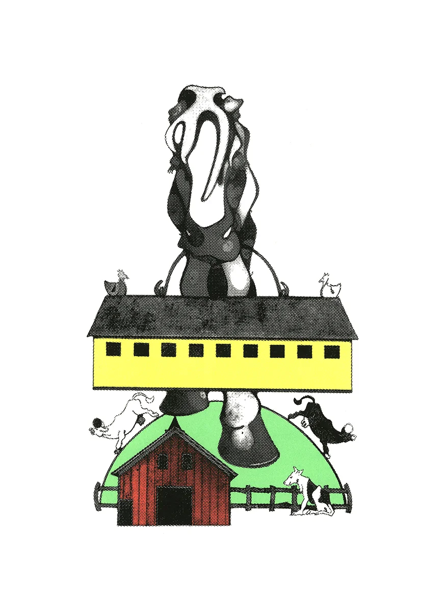 Farm Series - Horse Barn Hill , serigraphic print, copyrighted by Kathleen Zimmerman