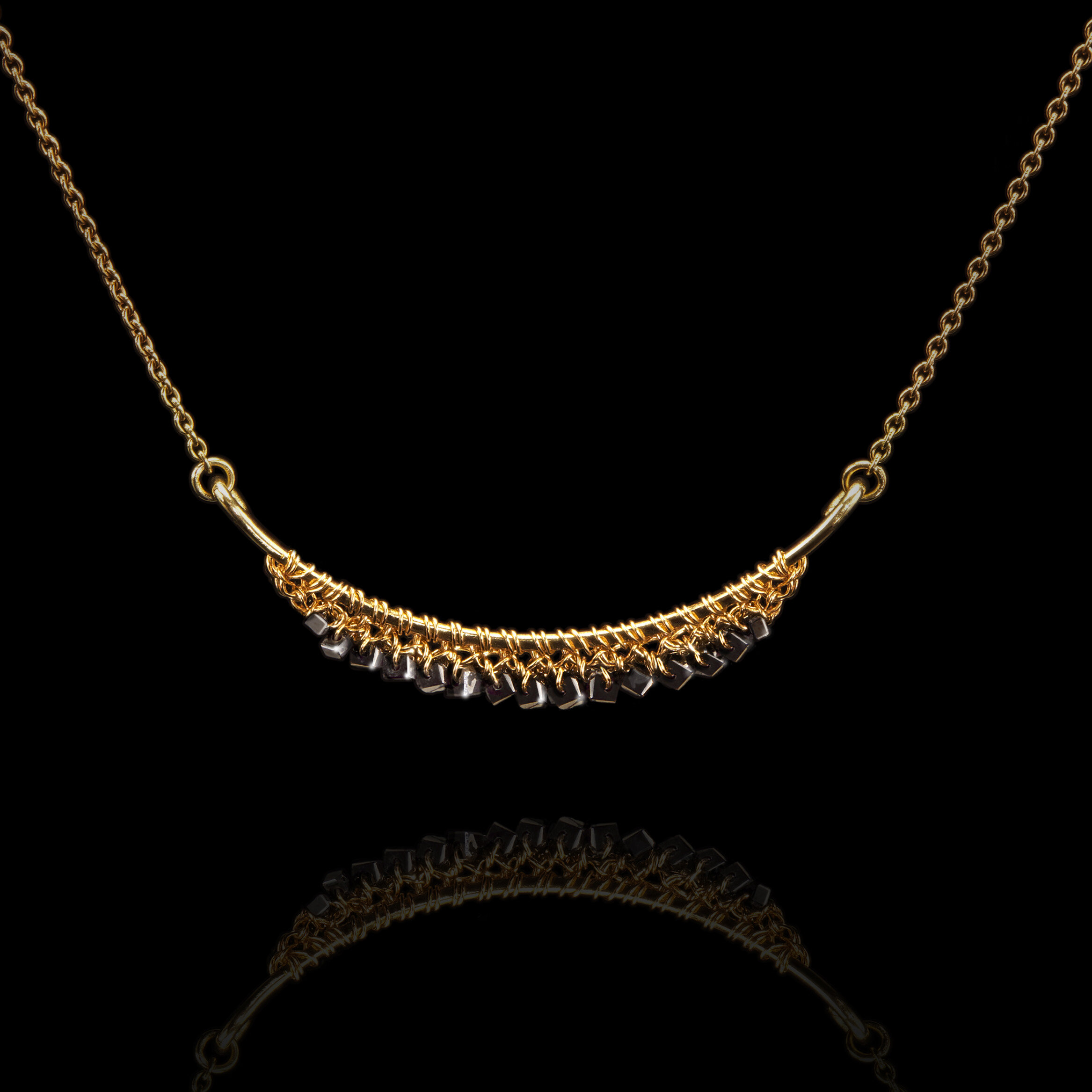 Black Diamond Cube Smile Necklace 