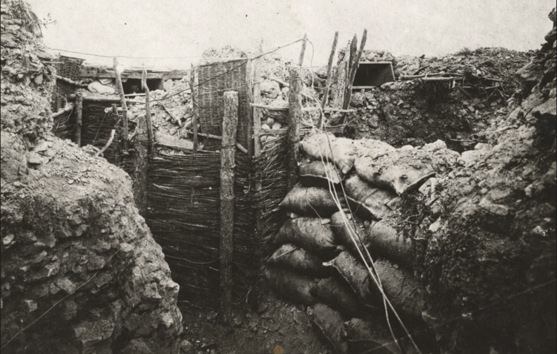 Undated photograph of a trench interior.
