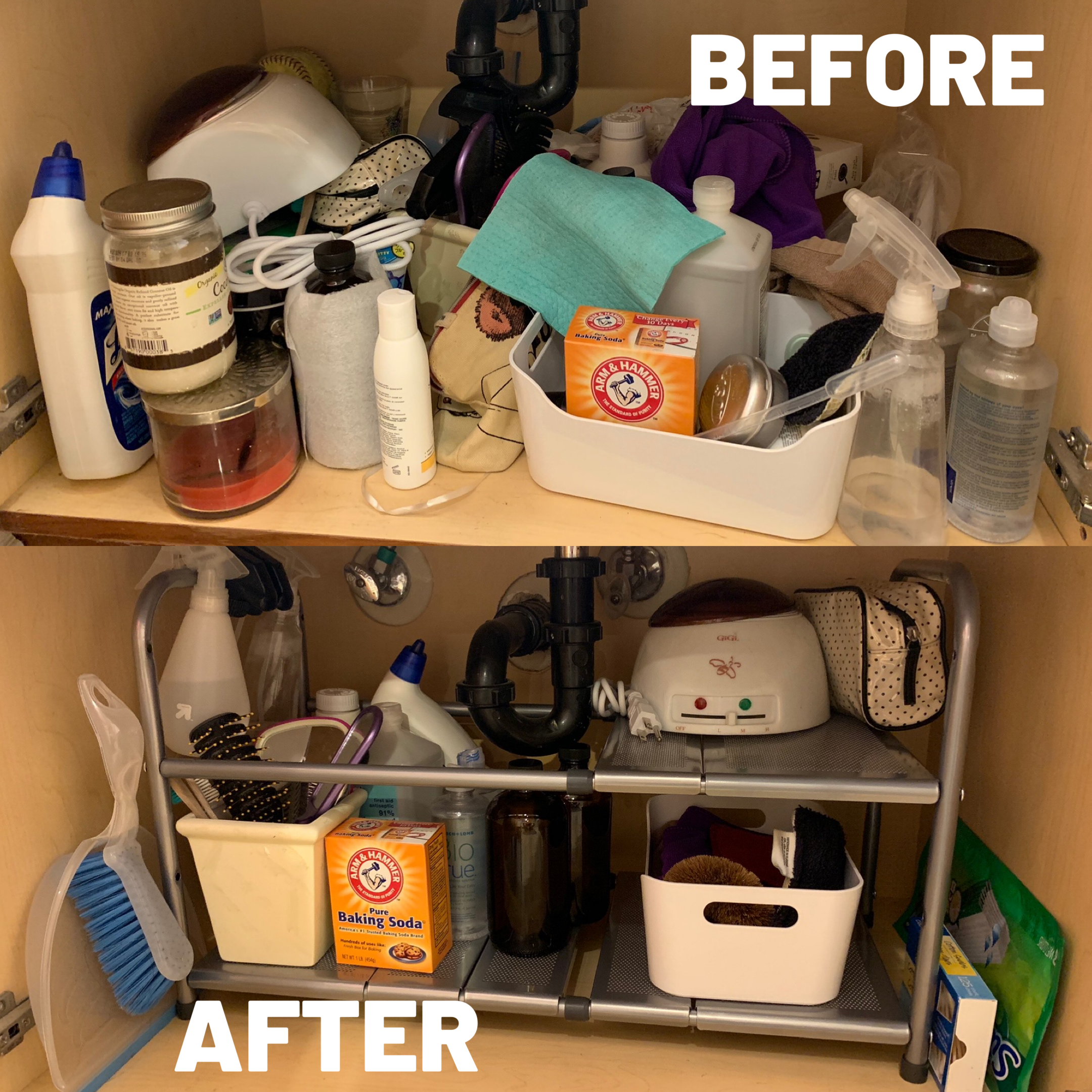 BEFORE &amp; AFTER Under the Sink Organization