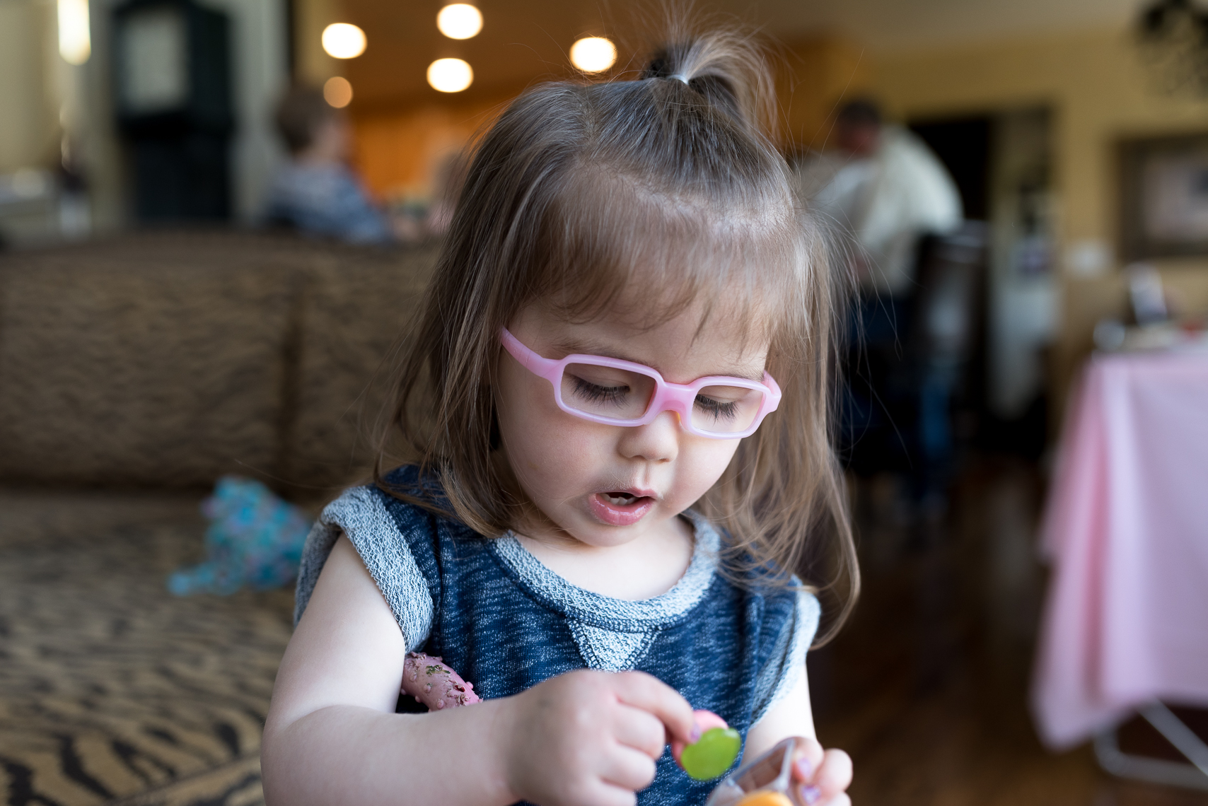 One of god-only-knows how many pieces of candy Kressa consumed. Honestly, she didn't eat any Easter dinner. I'm pretty sure all she ate all day was candy. And can I say how jealous I am of her eyelashes?!