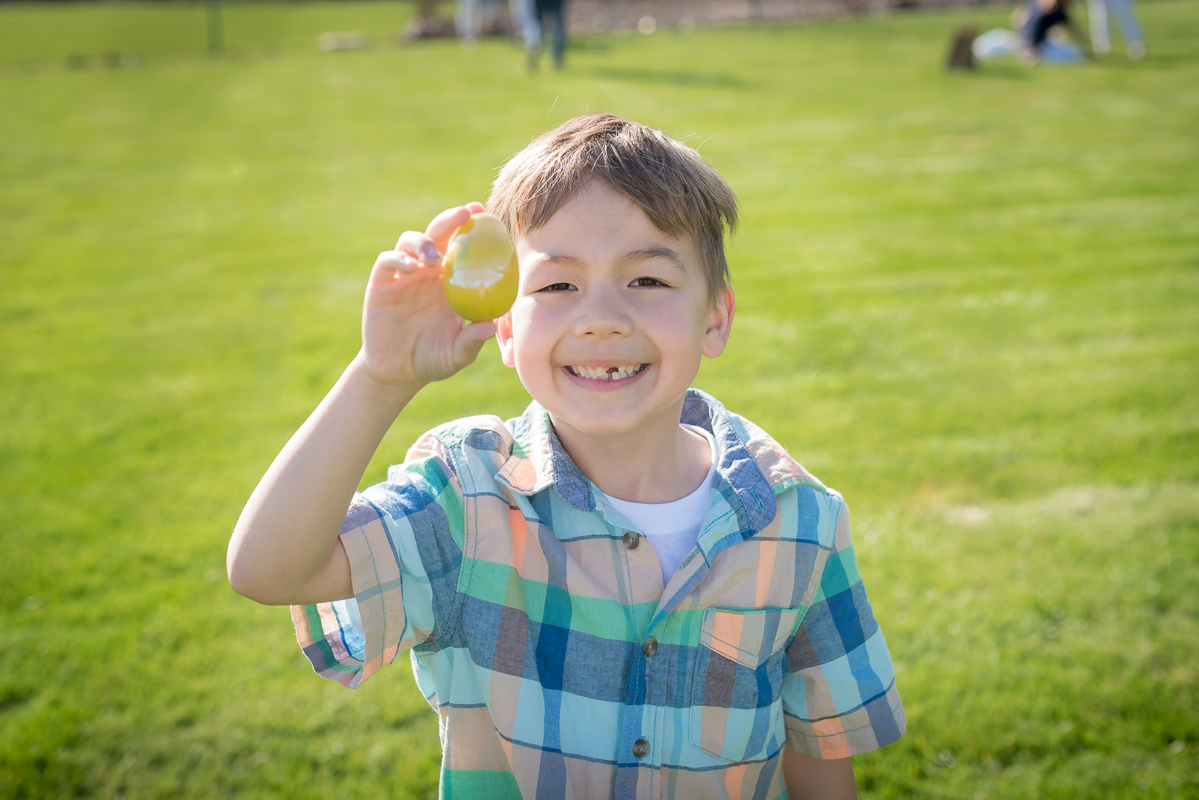 Decker thought he had found the golden egg because he found a yellow egg. Hence, the big smile.