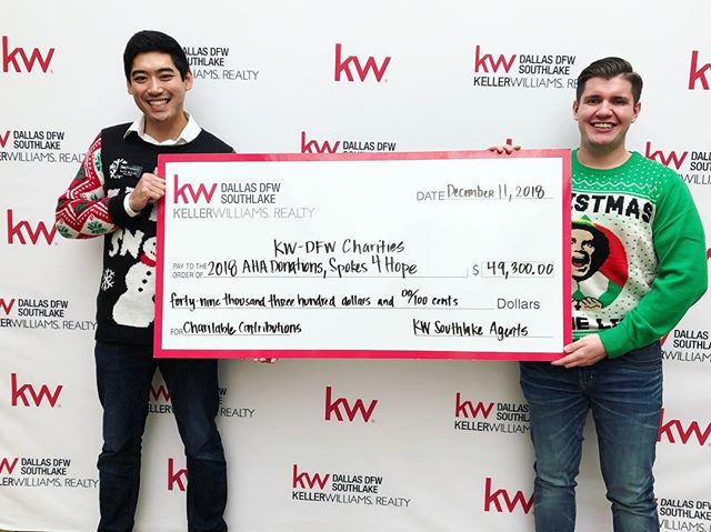 Thanks to the KW Culture committee, this year we raised nearly 50k for the Spokes 4 Hope charity! Here&rsquo;s to raising even more next year!! 🎉🎄🎁
.
.
.
.
.
.
.
.
.
#happyholidays #merrychristmas #realestate #southlake #kw #kellerwilliams #spokes
