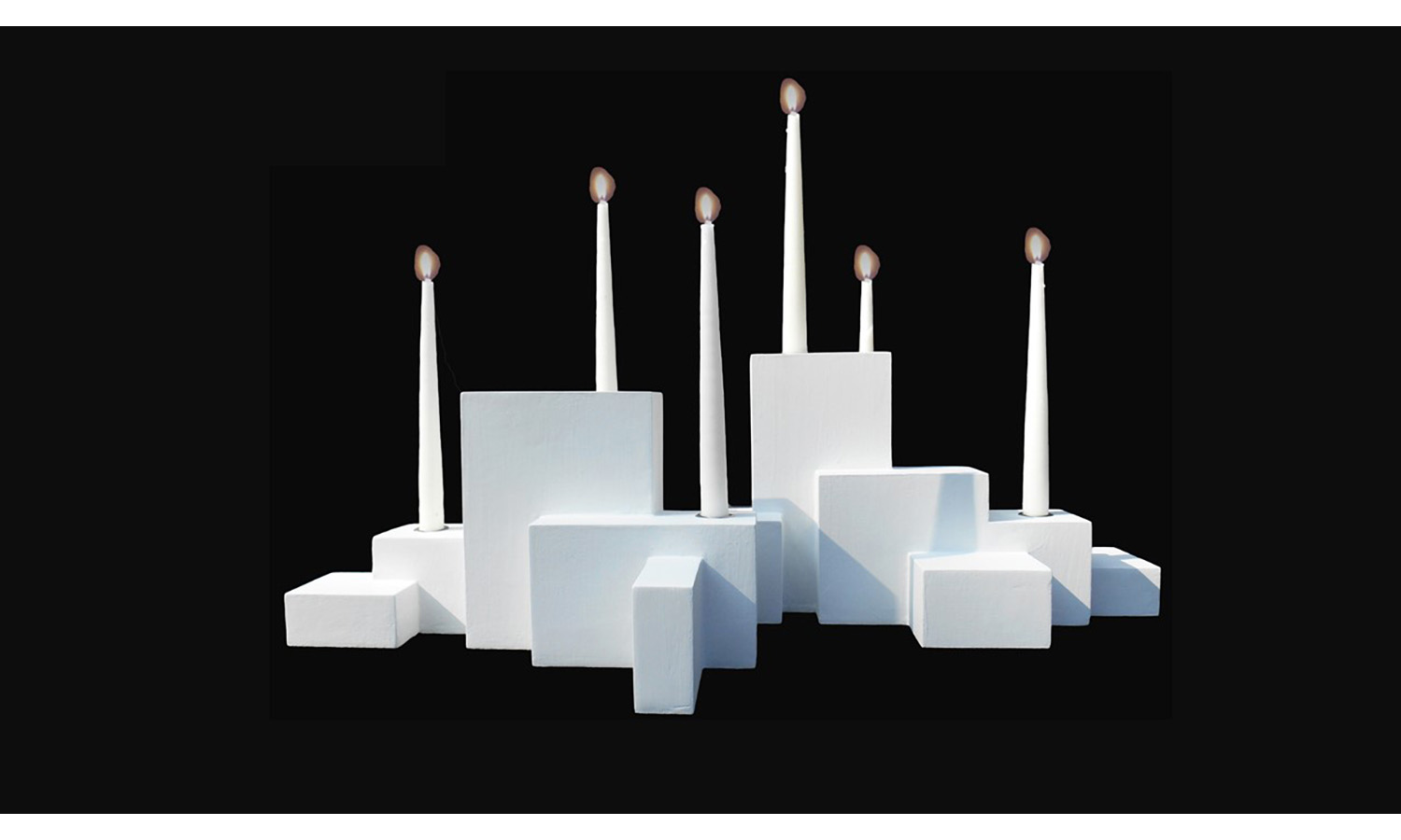 CANDLE HOLDERS (group of three shown), mixed media, sizes vary, 2017