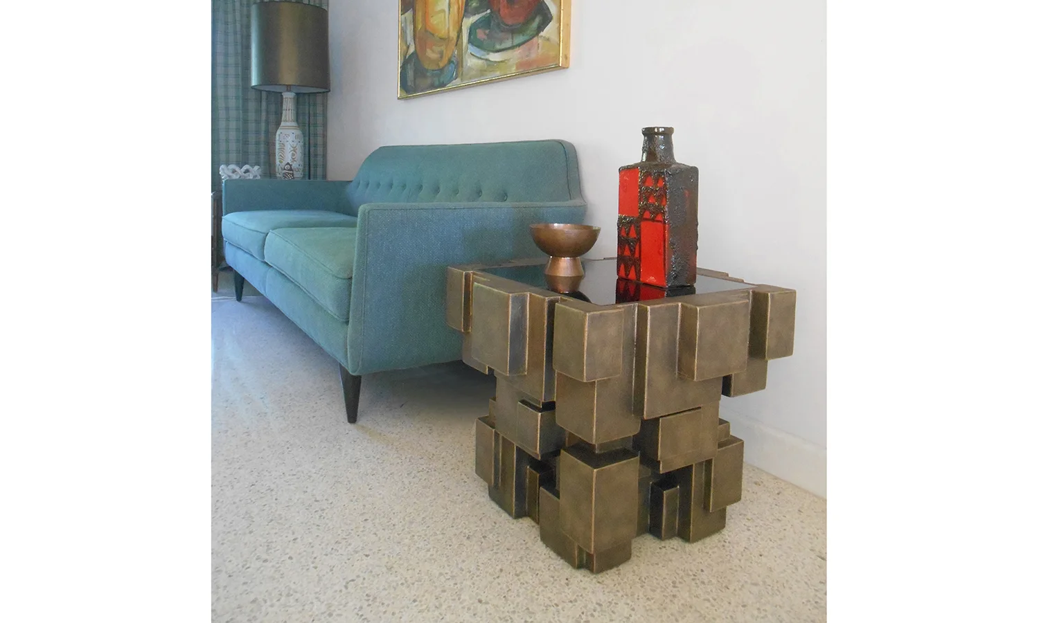 GEO SIDE TABLE, 22" X 22" X 20", 2019