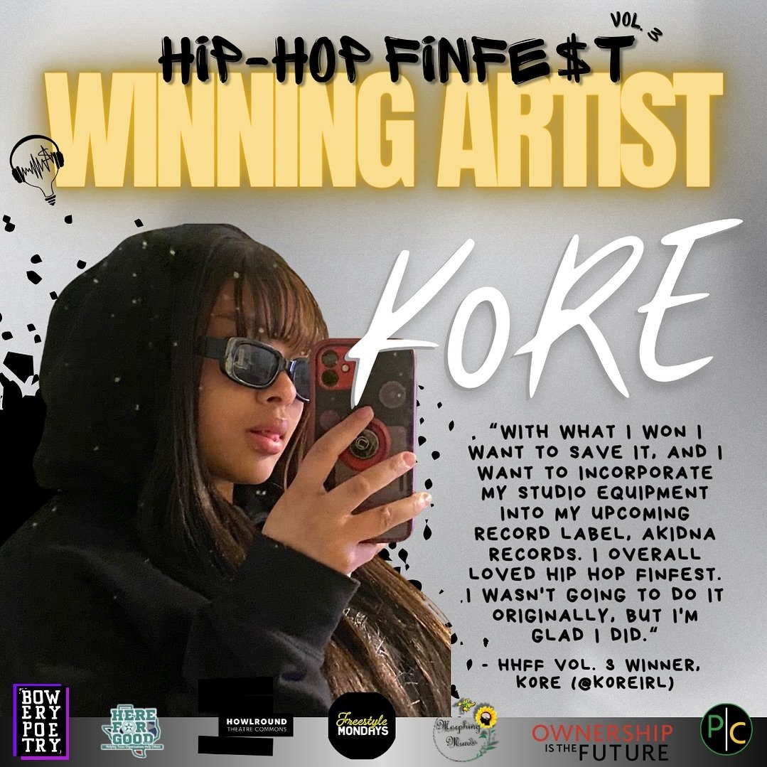 Let&rsquo;s take a moment to congratulate the winner of Hip-Hop FinFe$t Vol. 3, @k0reirl! Read more about K0RE&rsquo;s plan with her prizes above! 🎤✨