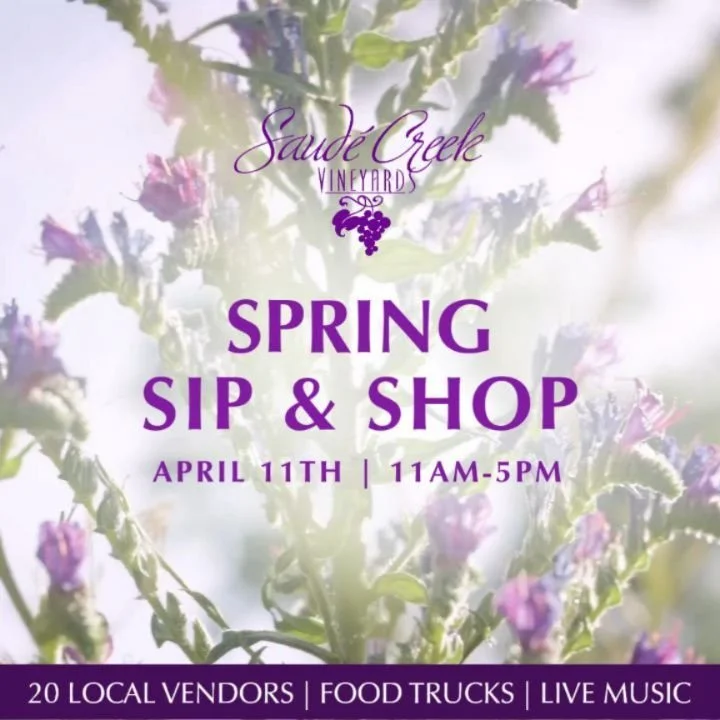 🛍️ Spring Sip &amp; Shop this Saturday! 🍷

Celebrate the season with us and explore an amazing lineup of local vendors. It's the perfect chance to support small businesses and check off all your Mother's Day shopping in one beautiful afternoon!

🎵