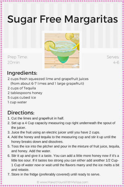 Homemade Sugar Free Margaritas, from Fresh Fruit and Sweetened with ...