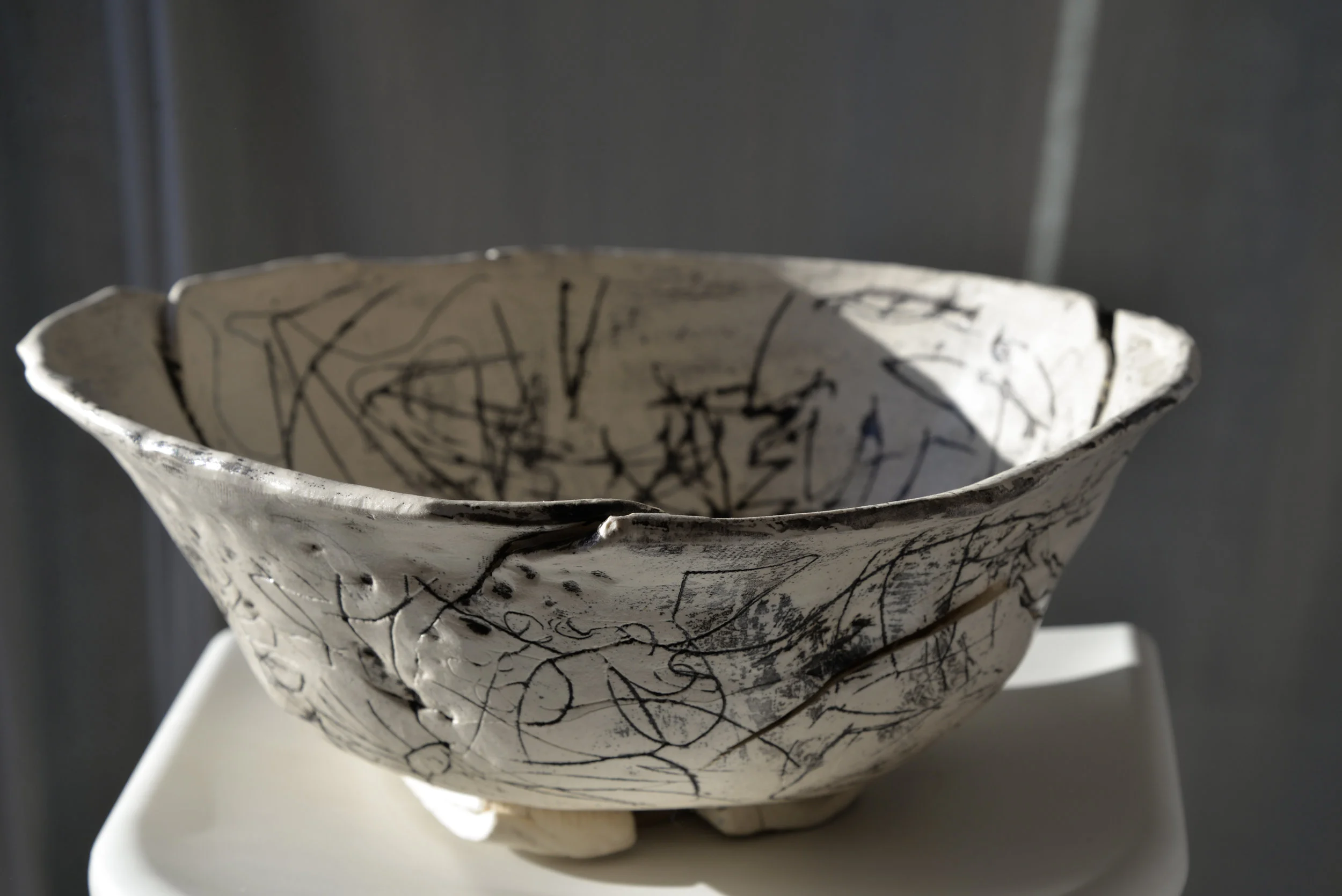 Large Black and White Bowl