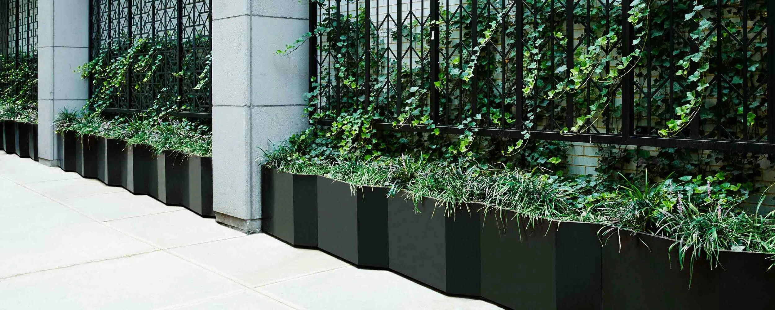 West 50th St. Harrison Green Site Screen Matte Black Powder Coated Aluminum