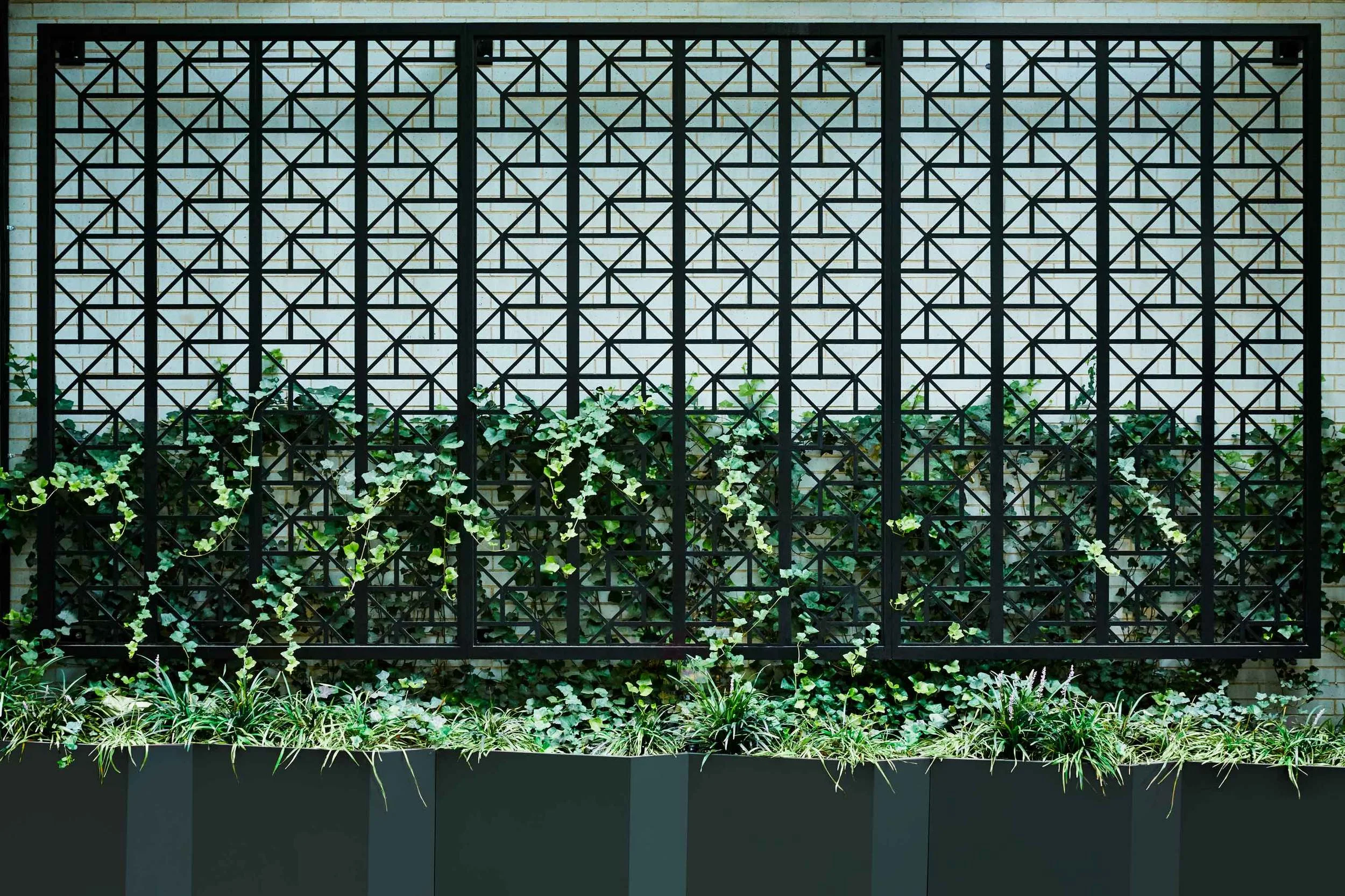 West 50th St. Harrison Green Site Screen Matte Black Powder Coated Aluminum