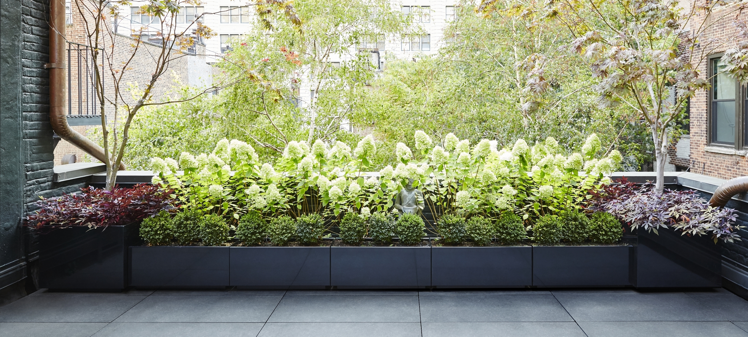 Gramercy Park Terrace Empire Planter Black Powder Coated Aluminum